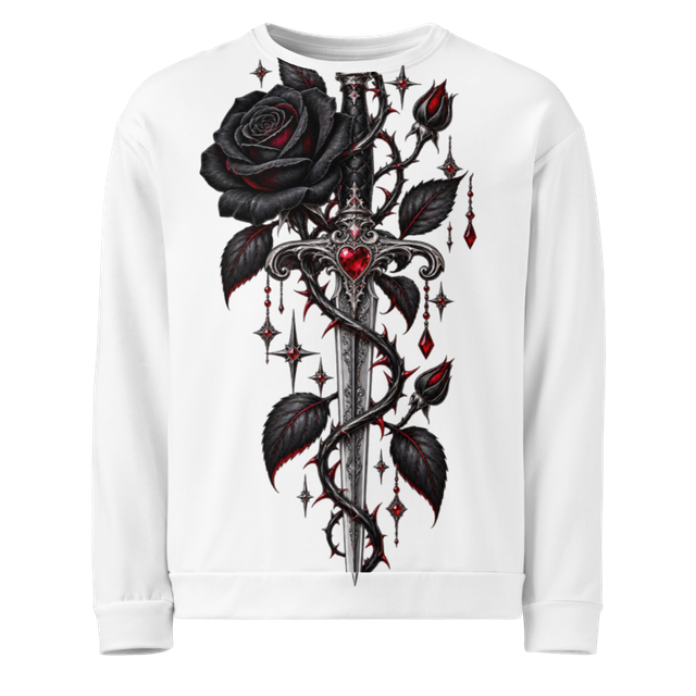 Gothic Black Rose and Dagger Sweatshirt