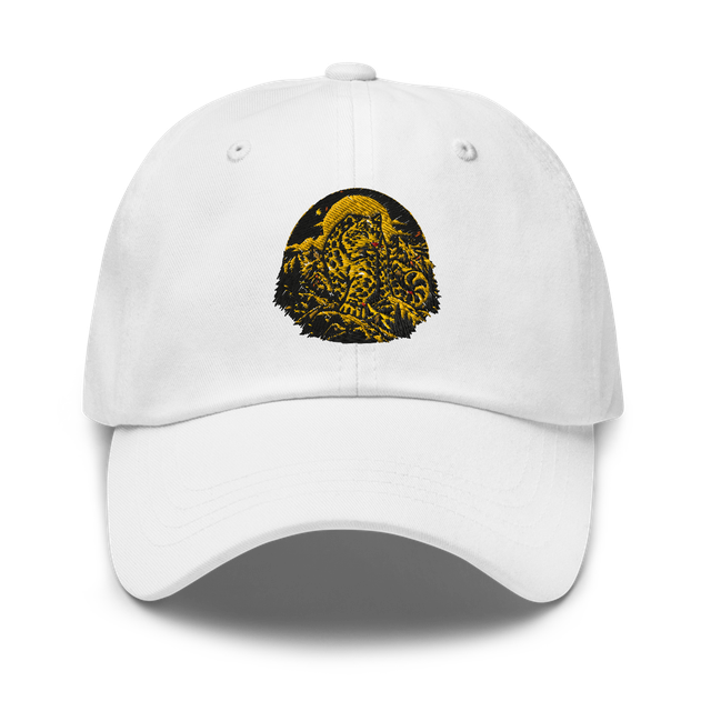 Vintage Snow Leopard Mountain Baseball Cap