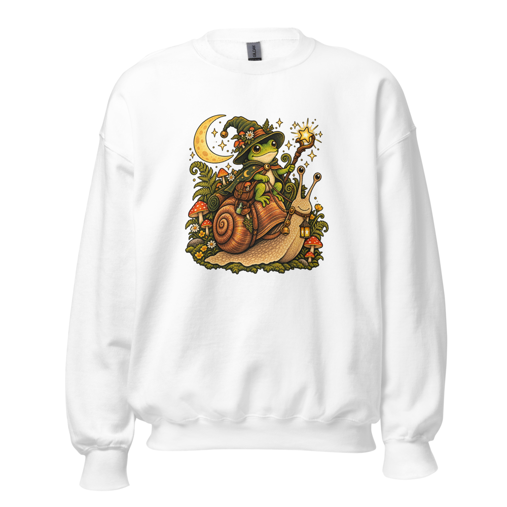 Whimsical Frog Wizard Snail Sweatshirt