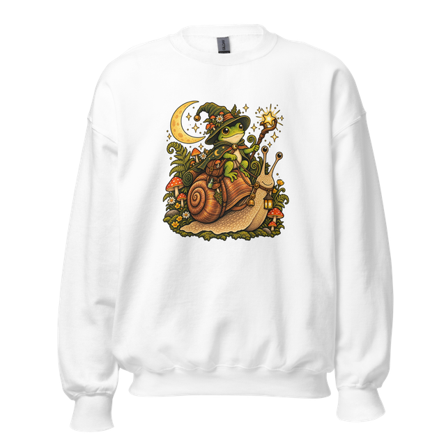Whimsical Frog Wizard Snail Sweatshirt