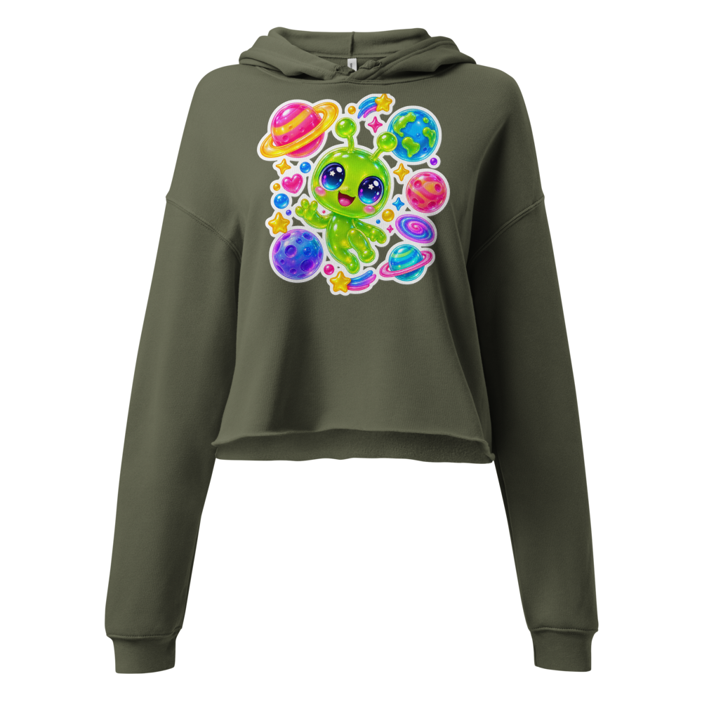 Cute Kawaii Alien Space Women's Crop Hoodie