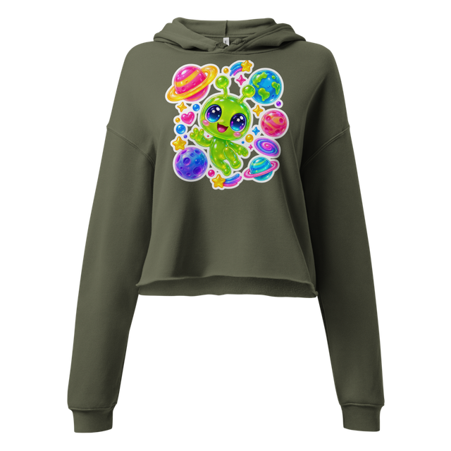 Cute Kawaii Alien Space Women's Crop Hoodie
