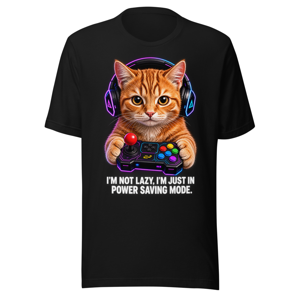 Power Saving Mode Gamer Cat Tee