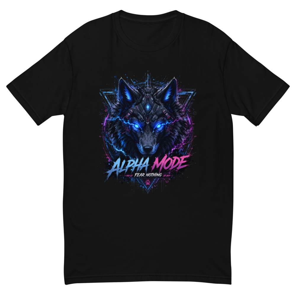 Cyber Wolf – Alpha Mode Men's Fitted T-Shirt