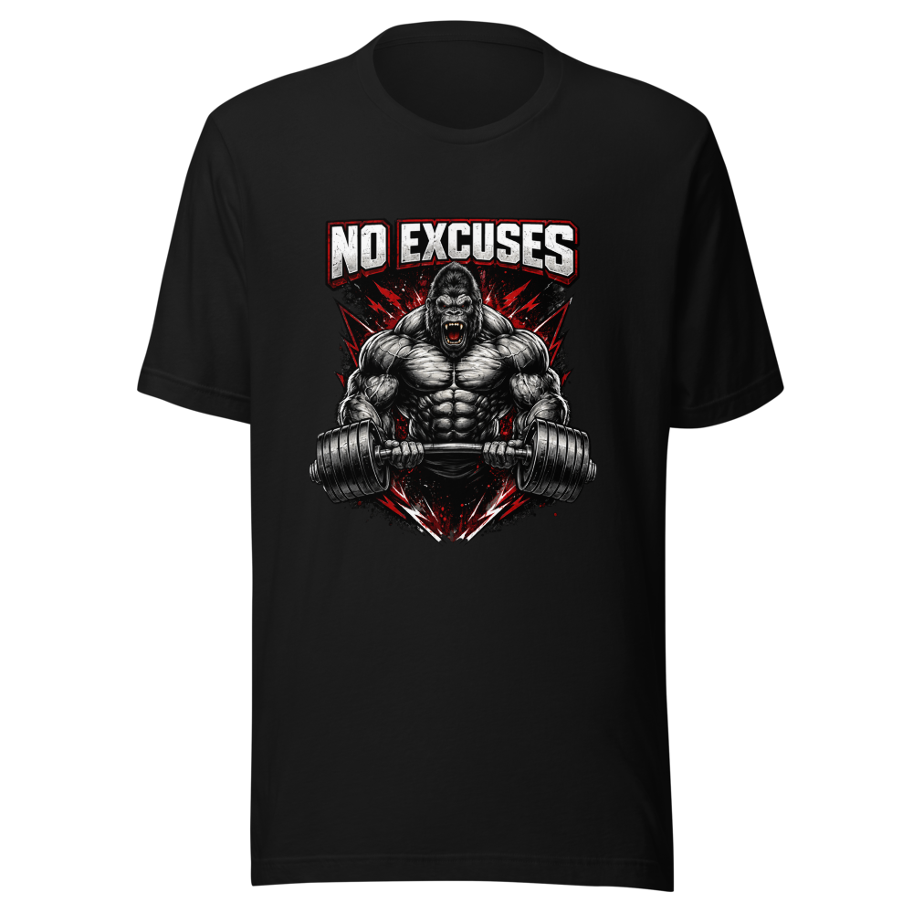 No Excuses Gorilla Gym T-Shirt | Motivational Fitn
