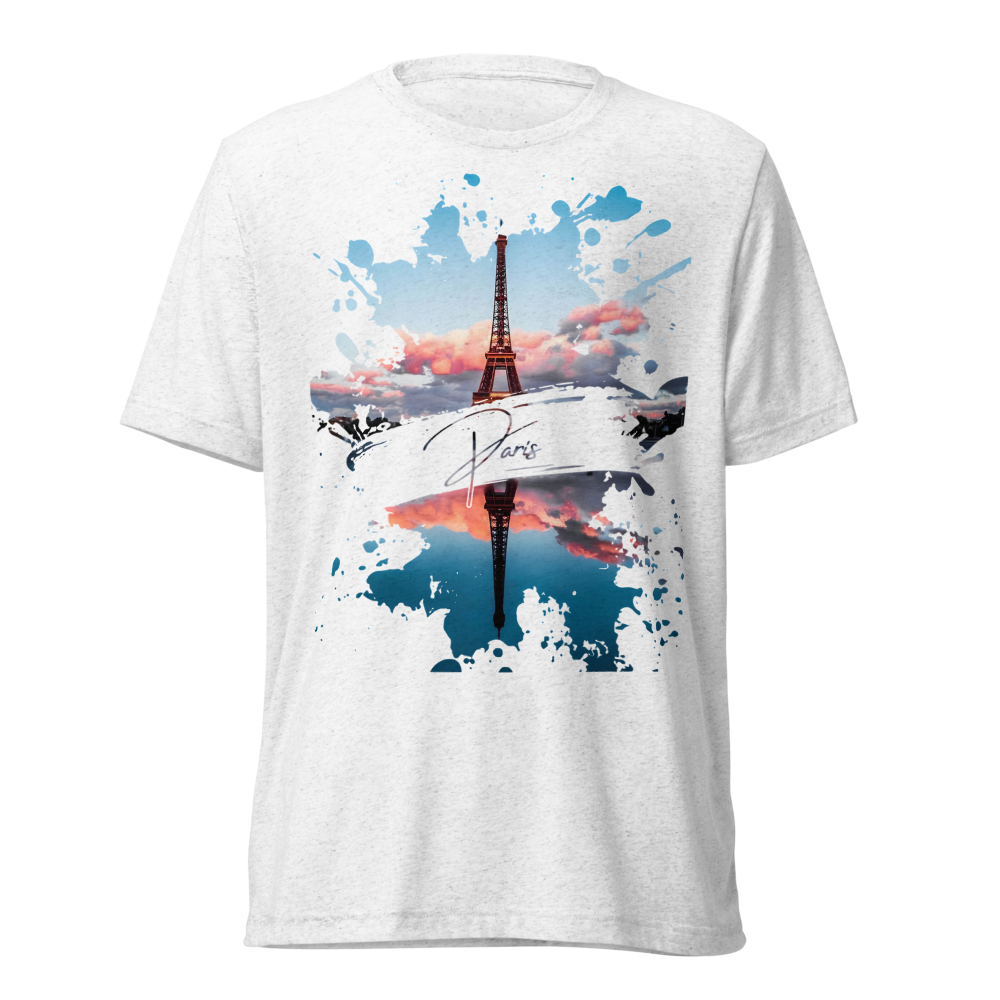 Paris Eiffel Tower Watercolor Paint Splatter Art