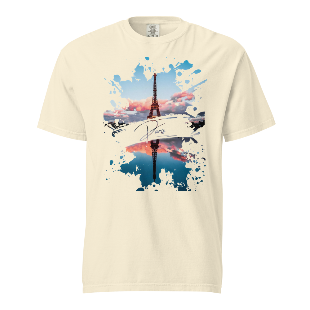 Paris Eiffel Tower Watercolor Paint Splatter Art.