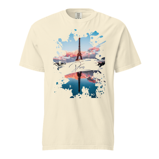 Paris Eiffel Tower Watercolor Paint Splatter Art.