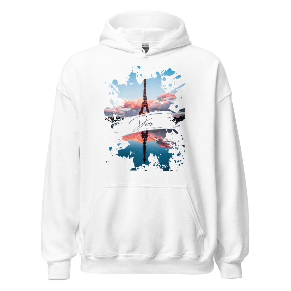 Paris Eiffel Tower Watercolor Paint Splatter Art