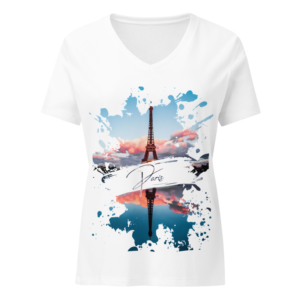 Paris Eiffel Tower Watercolor Paint Splatter Art