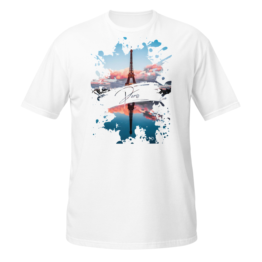Paris Eiffel Tower Watercolor Paint Splatter Art.