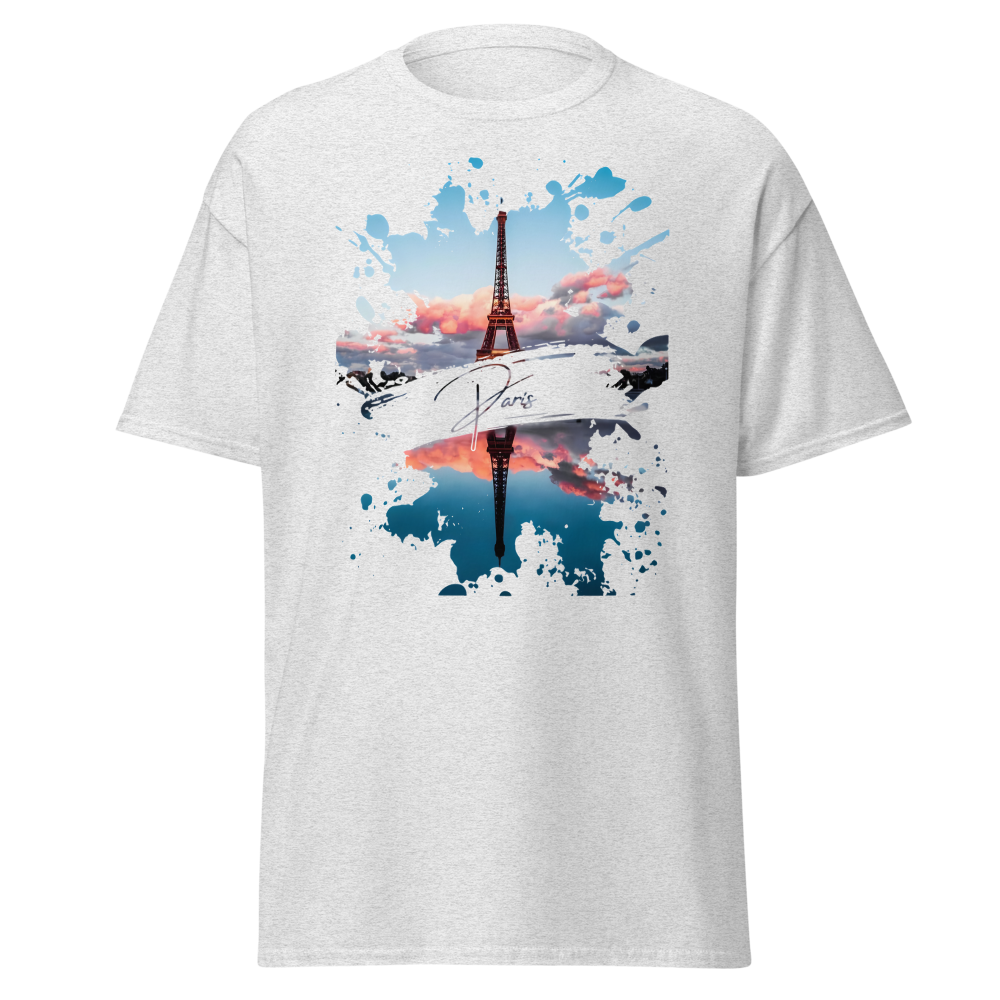 Paris Eiffel Tower Watercolor Paint Splatter Art