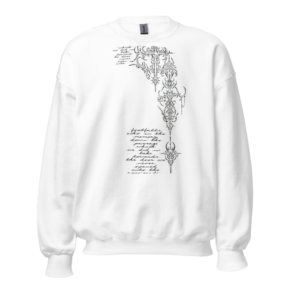 Unisex White Graphic Crewneck Sweatshirt