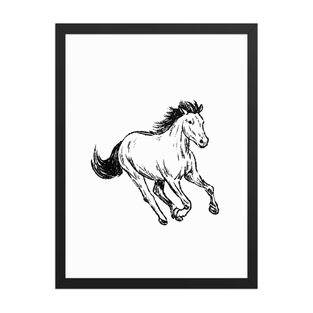 MS Vintage Wild Horse Sketch Framed Poster