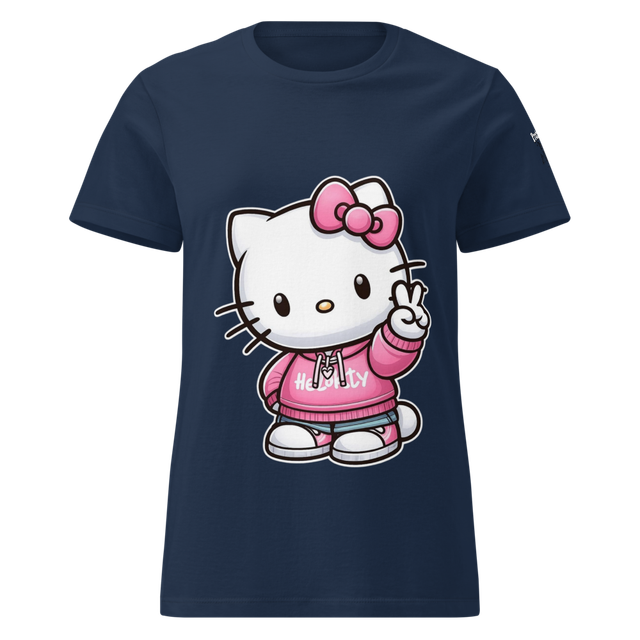 Cute Kitty Peace Sign Graphic T-Shirt | Kawaii Wom