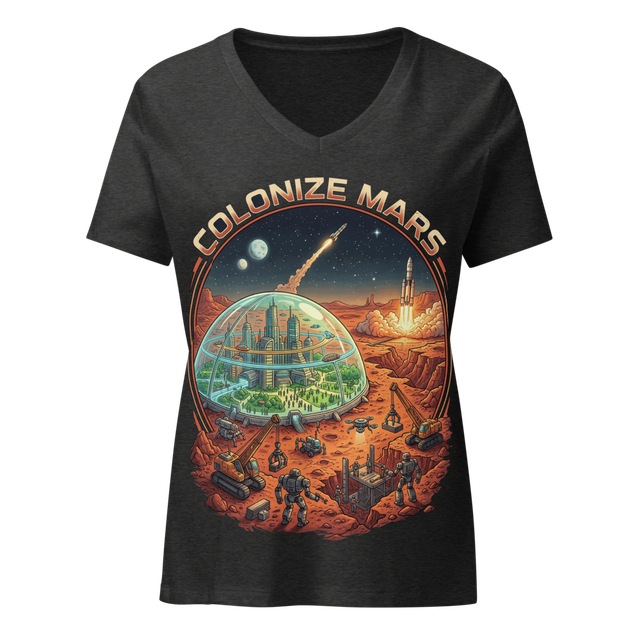 Colonize Mars Women's Tee: Robots, Dome & Rockets
