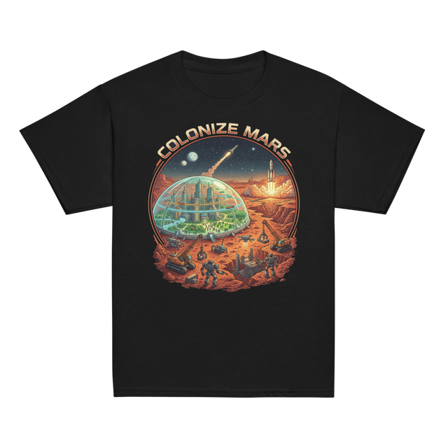 Colonize Mars Kids Tee: Robots and Rockets