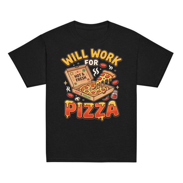 Will Work For Pizza Kids Tee