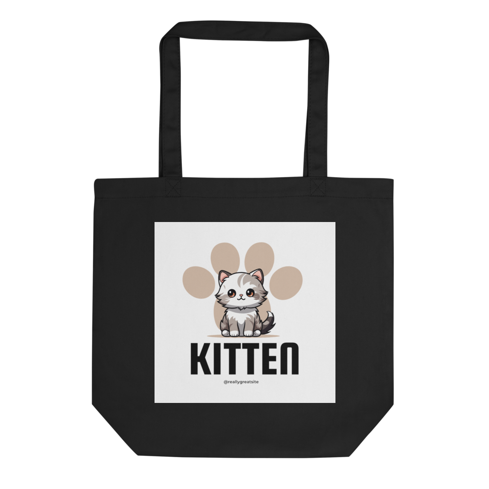 Cute Kitten Paw Print Tote Bag | Kawaii Cat Lover 