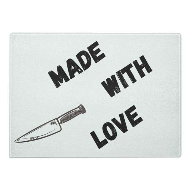 Made With Love" Minimalist Glass Cutting Board