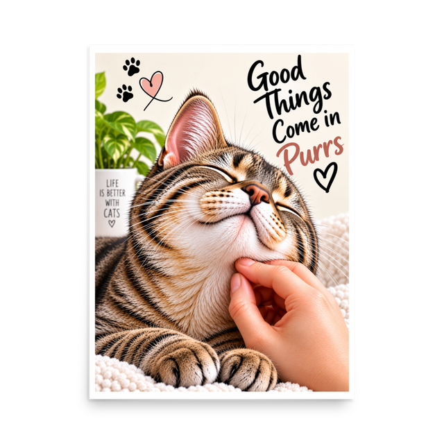Good Things Come in Purrs Cat Lover Poster