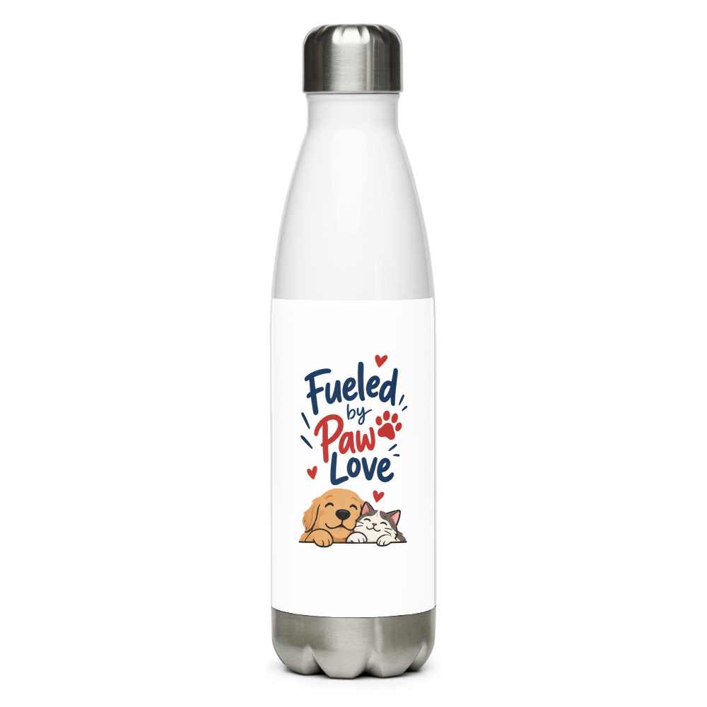 Fueled by Paw Love | Cute Dog & Cat Lover Water Bo