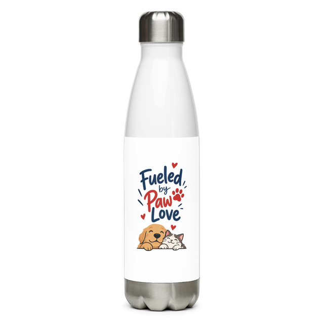 Fueled by Paw Love | Cute Dog & Cat Lover Water Bo