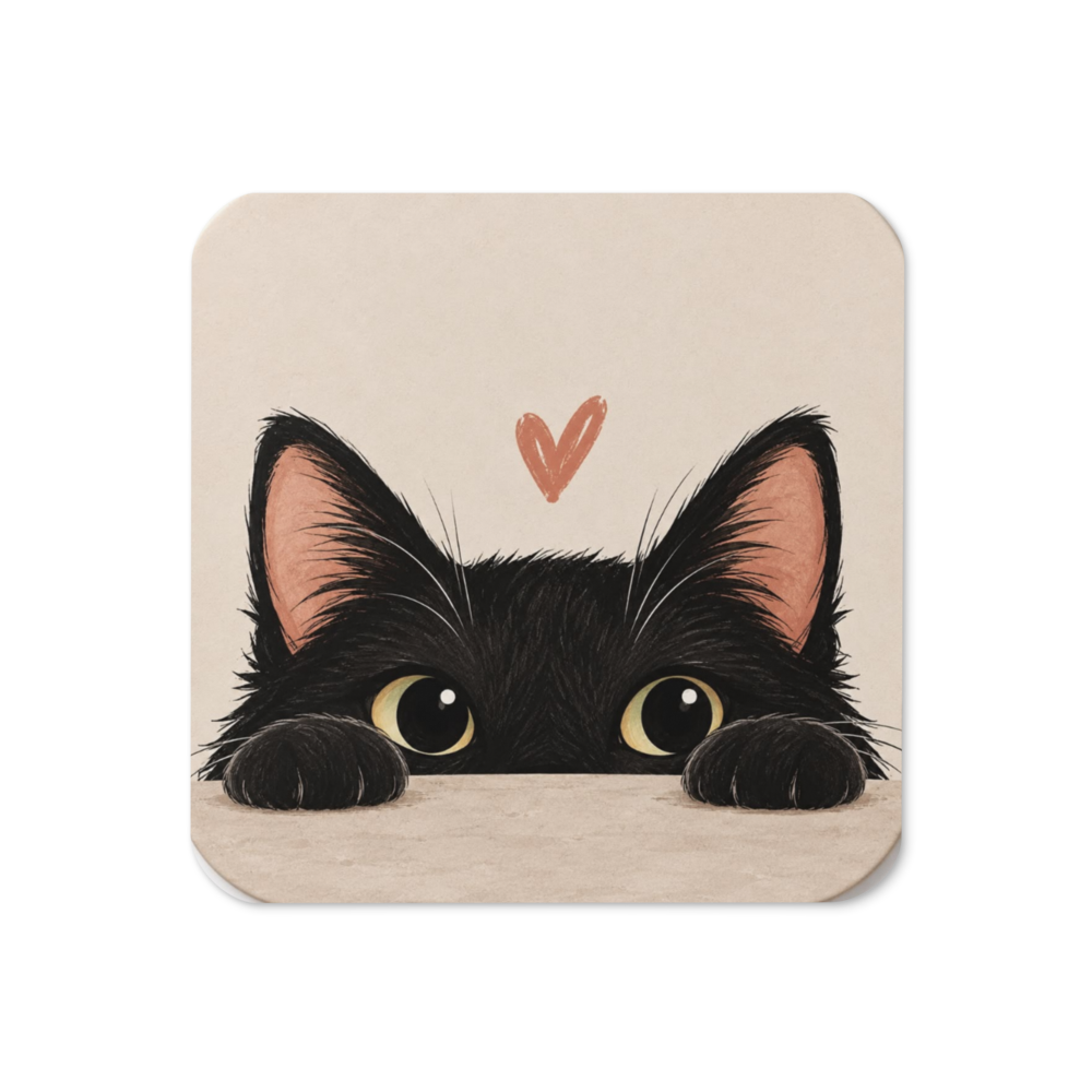 Black Cat Lover Coaster | Cute Cat Coffee Table De