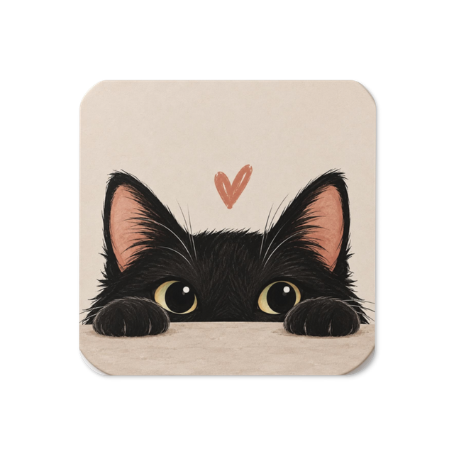 Black Cat Lover Coaster | Cute Cat Coffee Table De