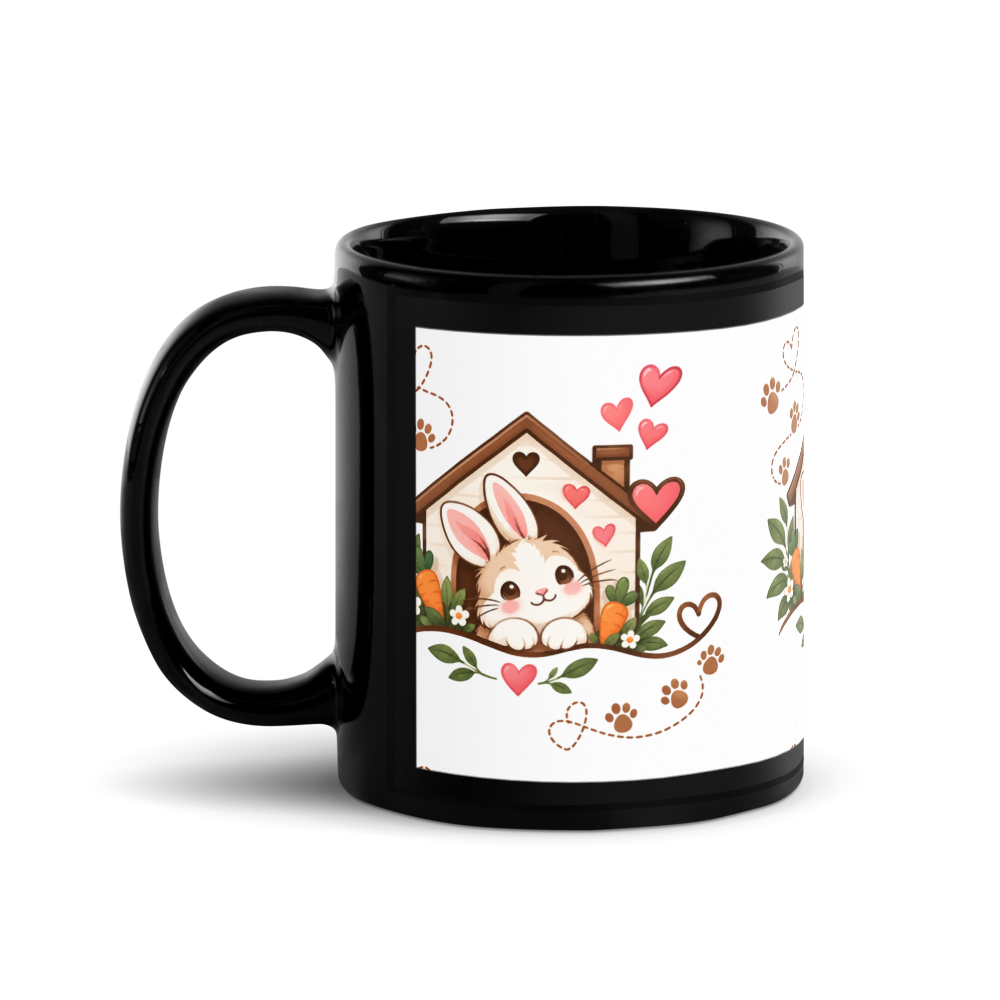 Paws Make a Home Black Glossy Mug