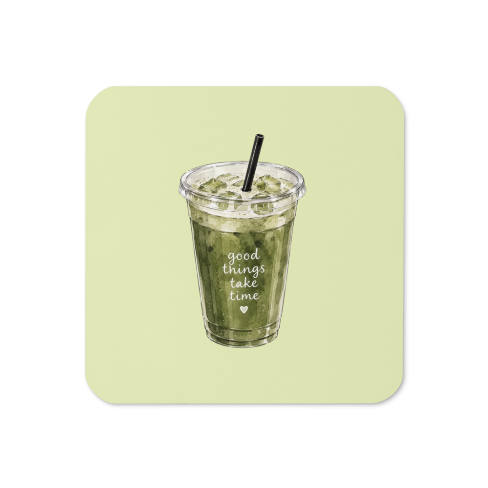 Matcha Green Themed Cork-Back Coaster