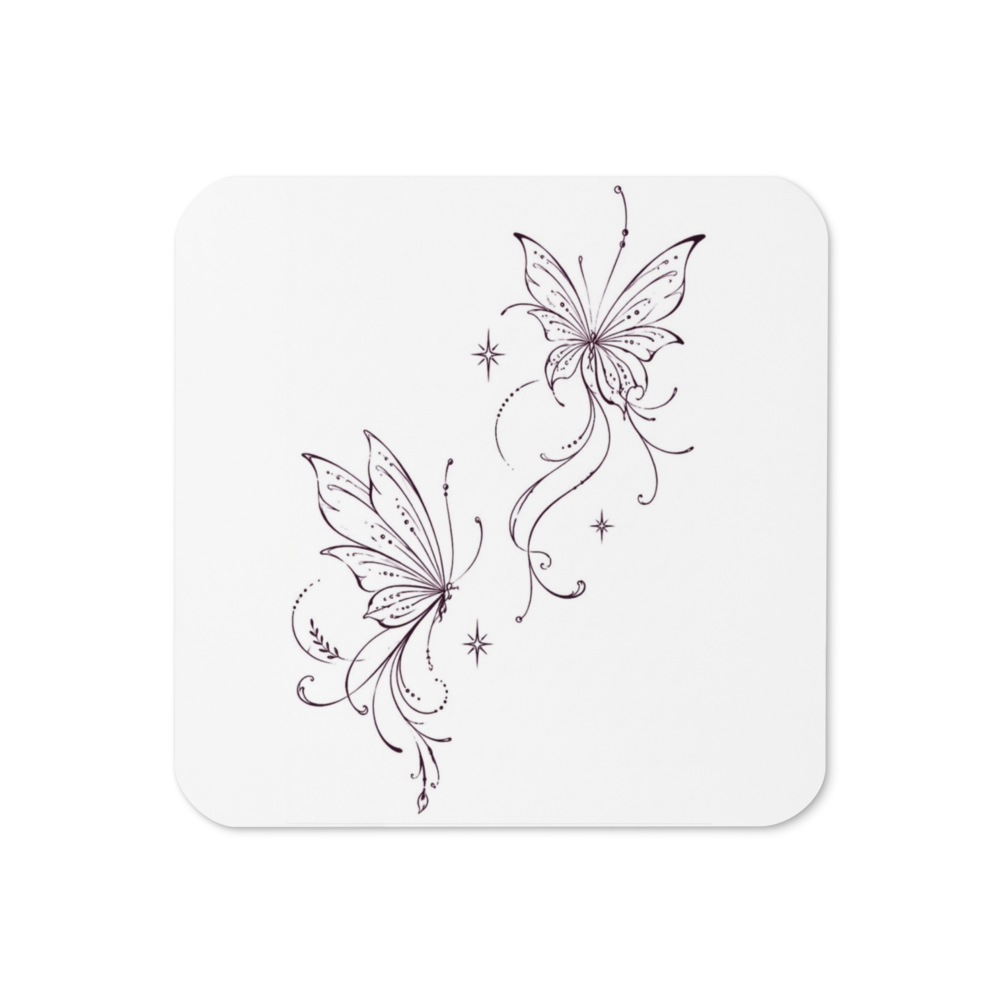 Butterfly Design Cork-Back Coaster