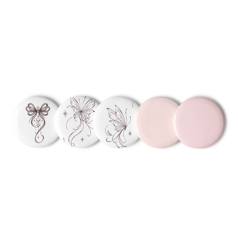 Designs & Pink Colour Set of Pin Buttons
