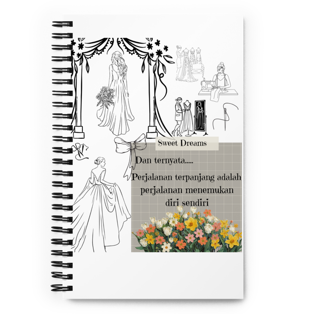 Elegant Line Art Spiral Journal Notebook