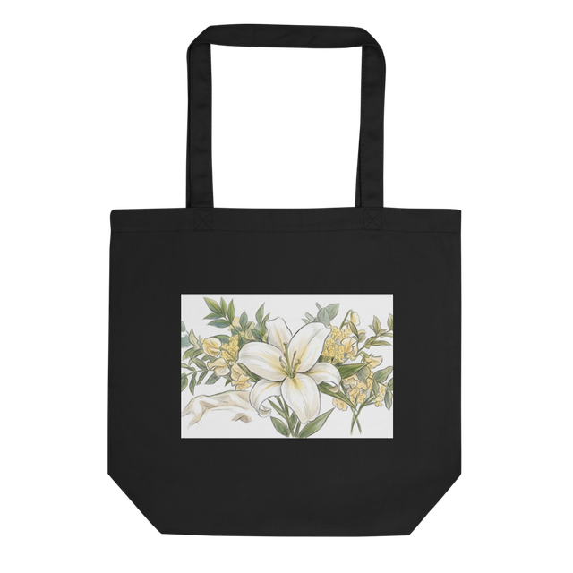 Aesthetic White Lily Sketch Eco Tote Bag