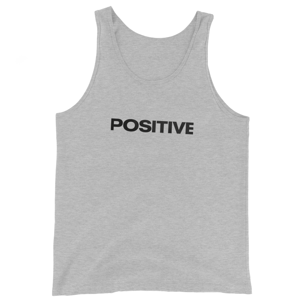 Mens heather grey positive print stable tank top