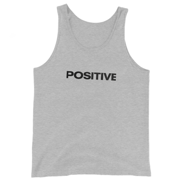 Mens heather grey positive print stable tank top