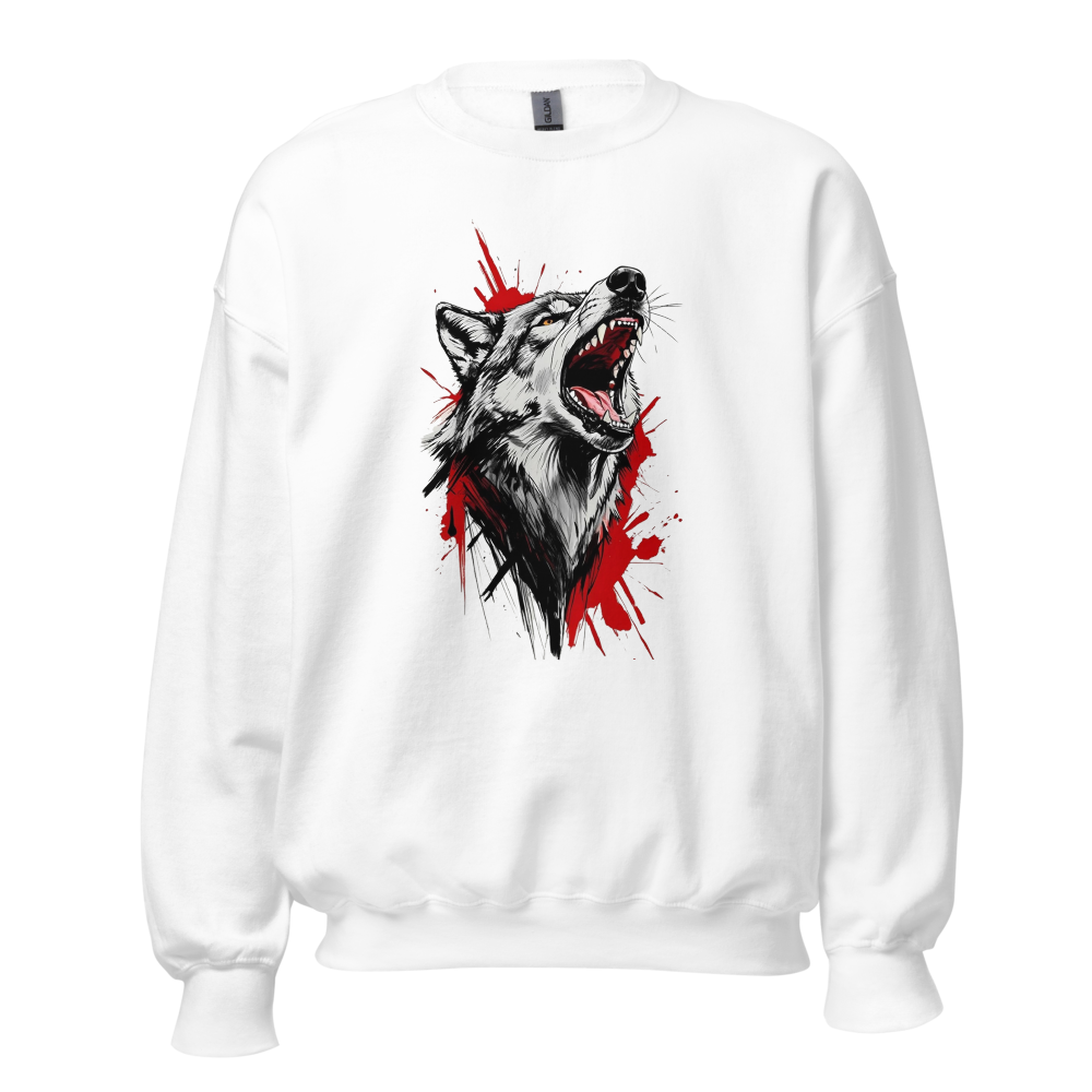  Wild Wolf Graphic Print Unisex Crewneck Sweatshi