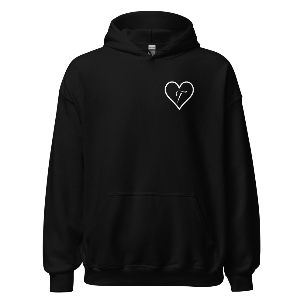Minimalist Heart Crest Graphic Black Hoodie