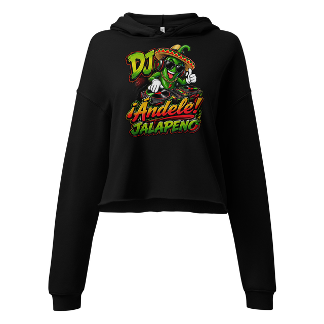 DJ ¡Ándele! Jalapeno Black Cropped Hoodie