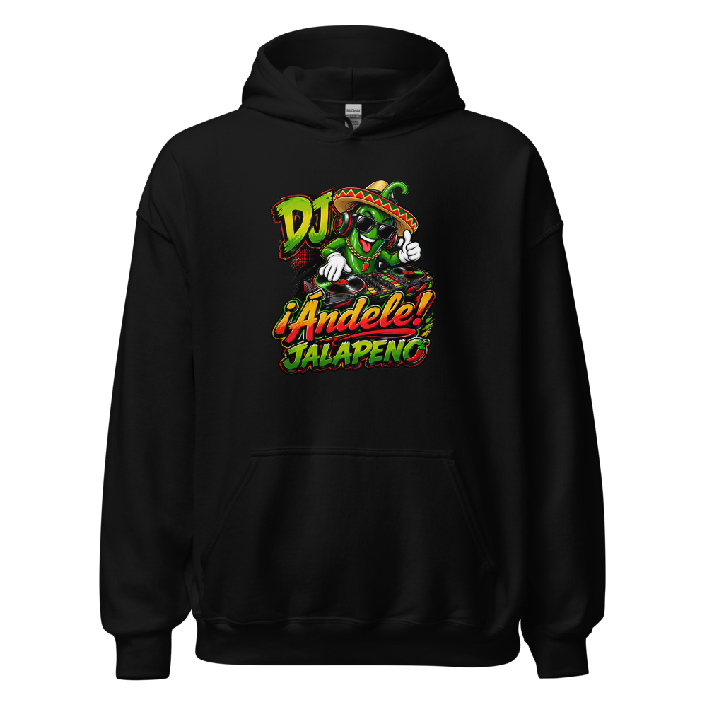 DJ ¡Ándele! Jalapeno Black Hoodie W/Logo Centered