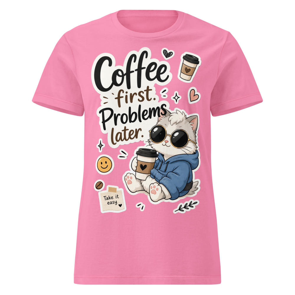 Coffee First  Cute Cat Coffee Lover 