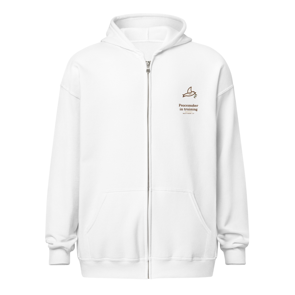 Peacemaker in Training Zip Hoodie (White)