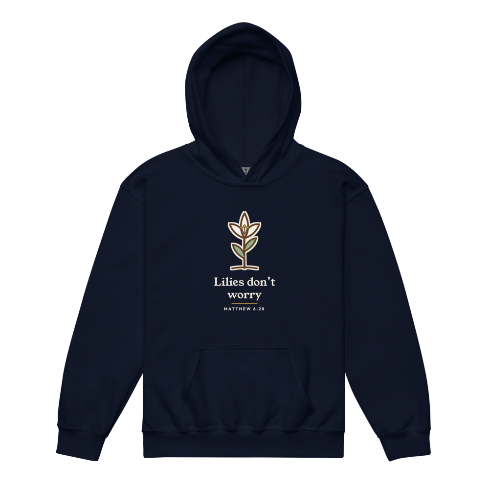 Lilies Don't Worry Youth Hoodie (Navy)