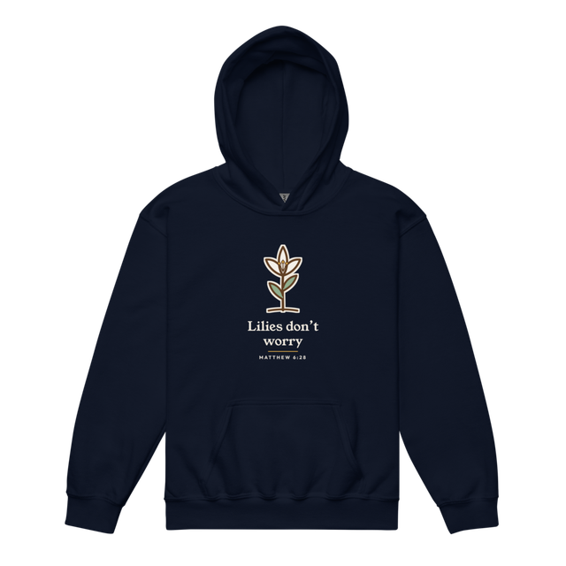 Lilies Don't Worry Youth Hoodie (Navy)