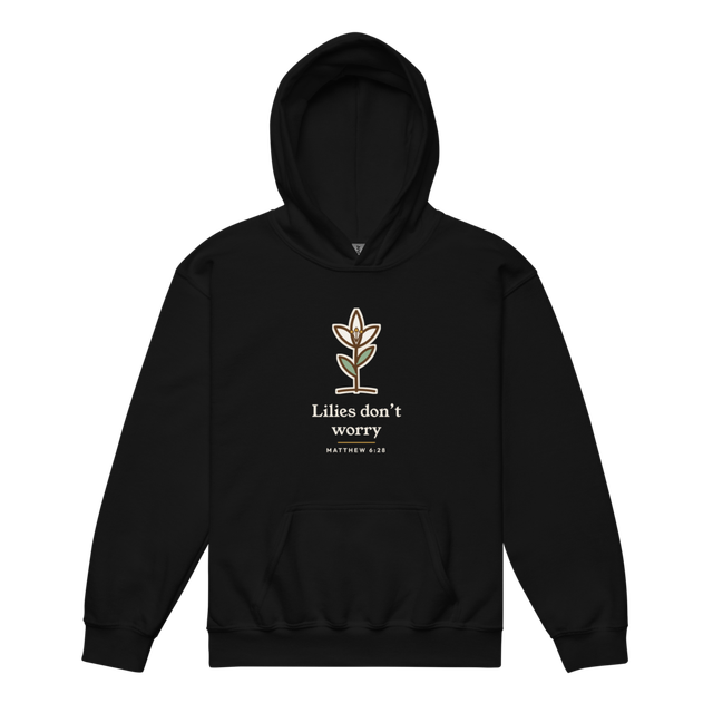 Lilies Don't Worry Youth Hoodie (Black)