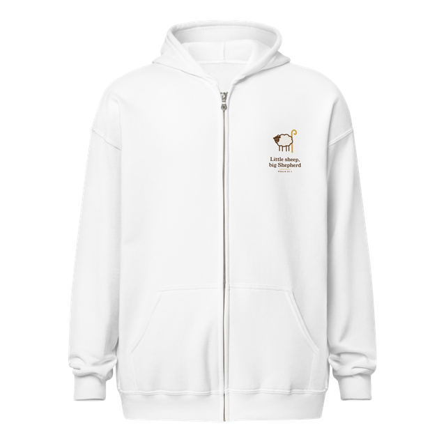 Little Sheep Big Shepherd Zip Hoodie (White)