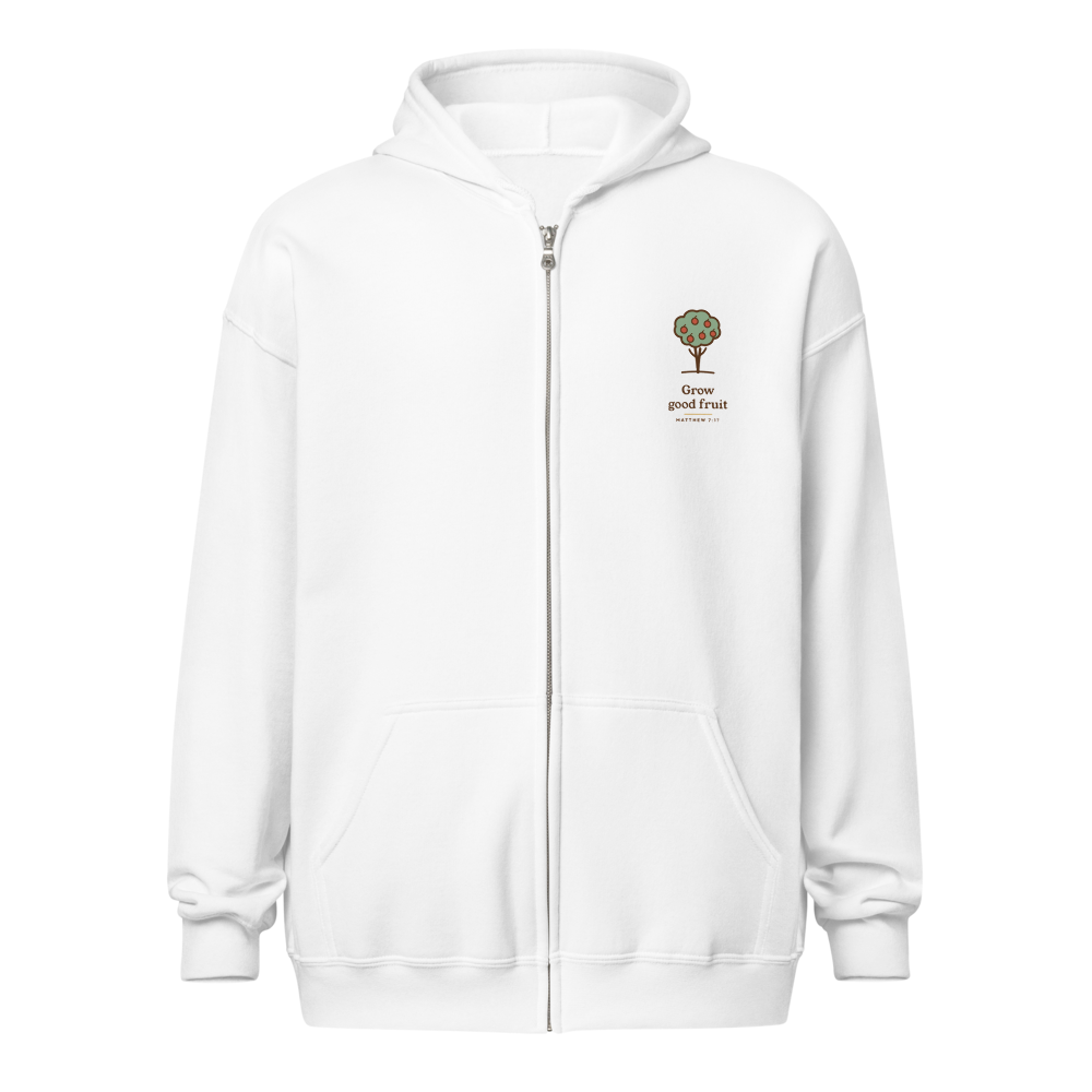 Grow Good Fruit Zip Hoodie (White)