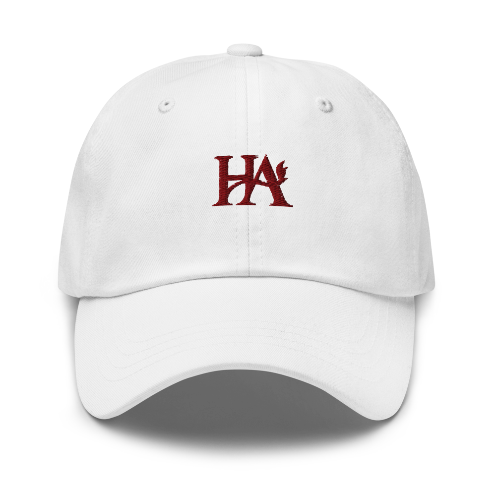  HA Monogram Embroidered Dad Cap – Minimalist Red 