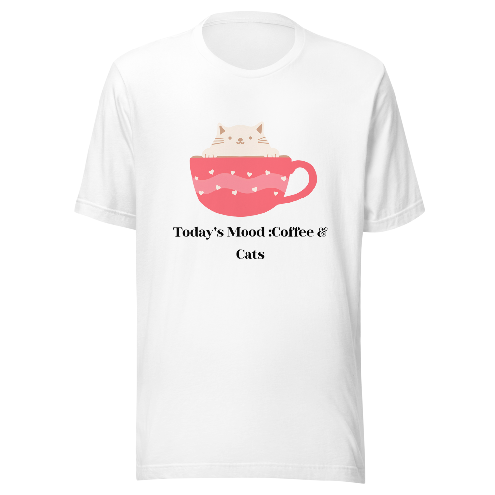 Today's Mood Coffee and Cats - Cute Kawaii T-shirt